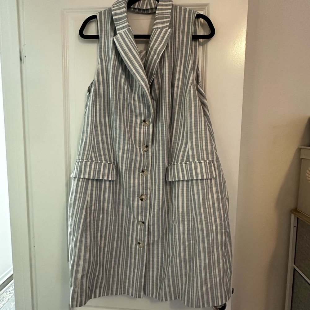 Anthropologie striped collared linen dress.